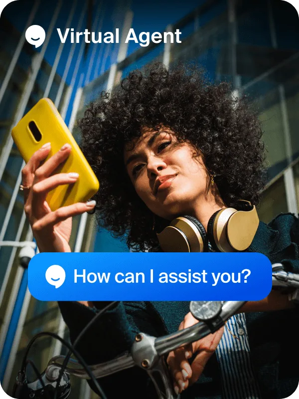 Écran de chatbot affichant la requête « Comment puis-je vous aider ?#xA0;» invitant l’utilisatrice à interagir.