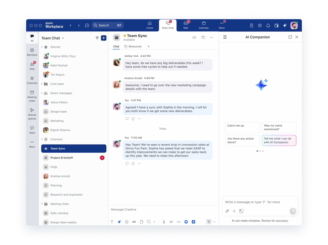 Continue chatting after a Meeting in Team Chat