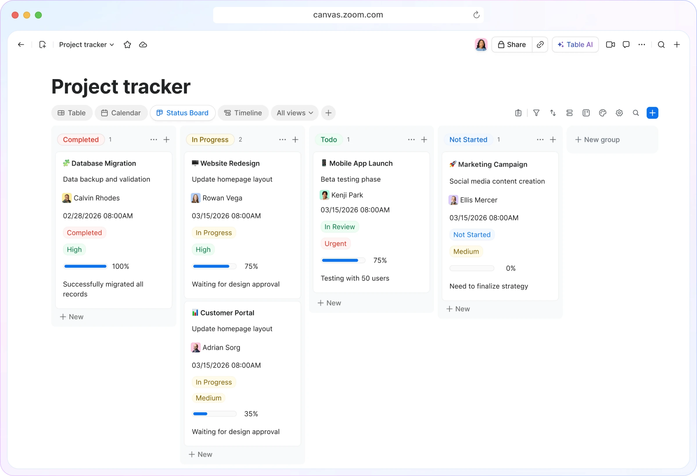 Data tables hero showing structured records, views, and analytics in a large workspace canvas